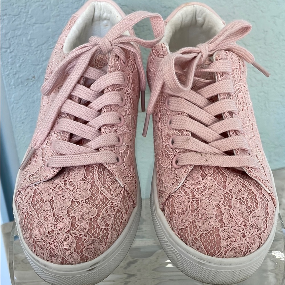 Pink Lace Tennis Shoes 7M